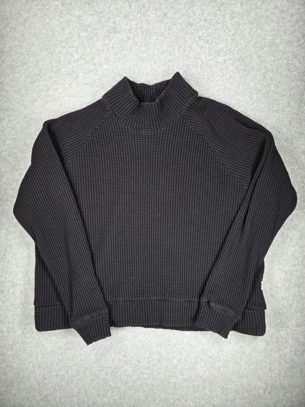 The North Face Chabot Waffle Knit Mock Neck Sweater Women's Size L Black Thermal